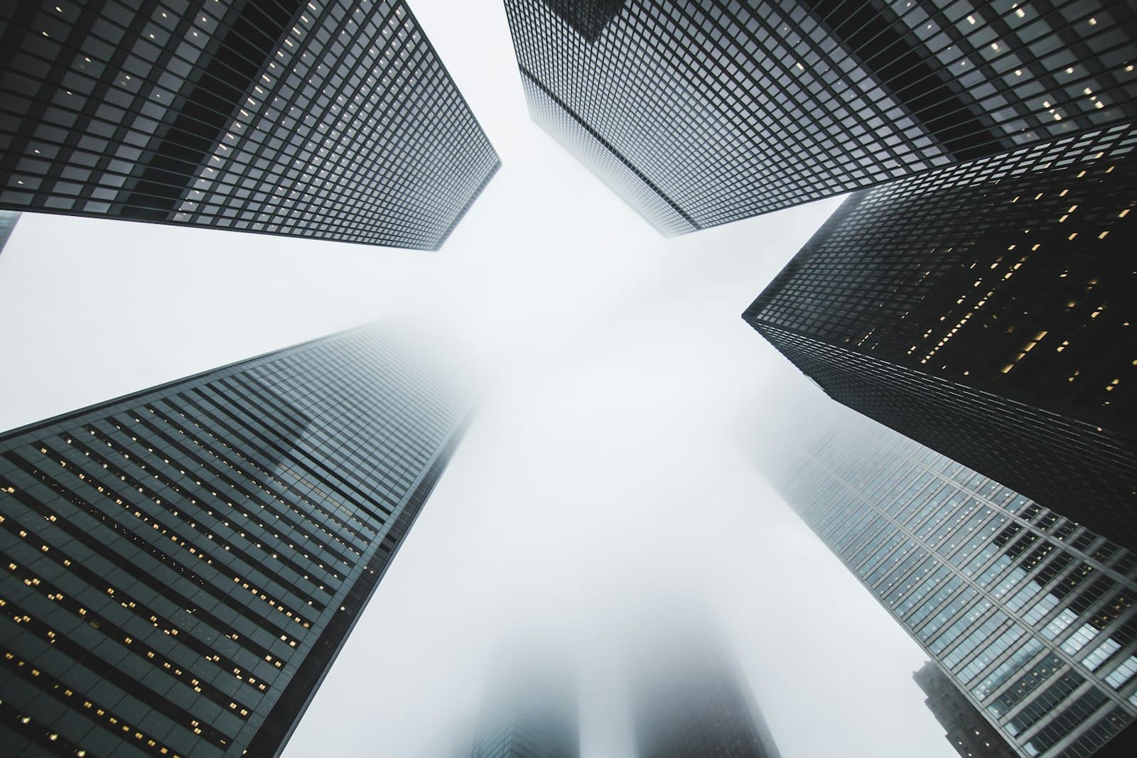 Corporate towers viewed from below